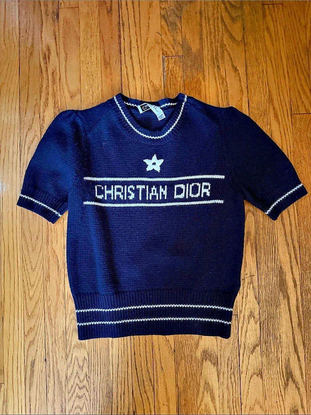 Intarsia Star Knit Cropped Short Sleeve
